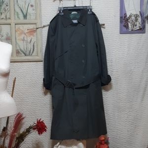 Mens HENLEY long sz 38s Trench Coat b47 Hinch NY Olive green with belt